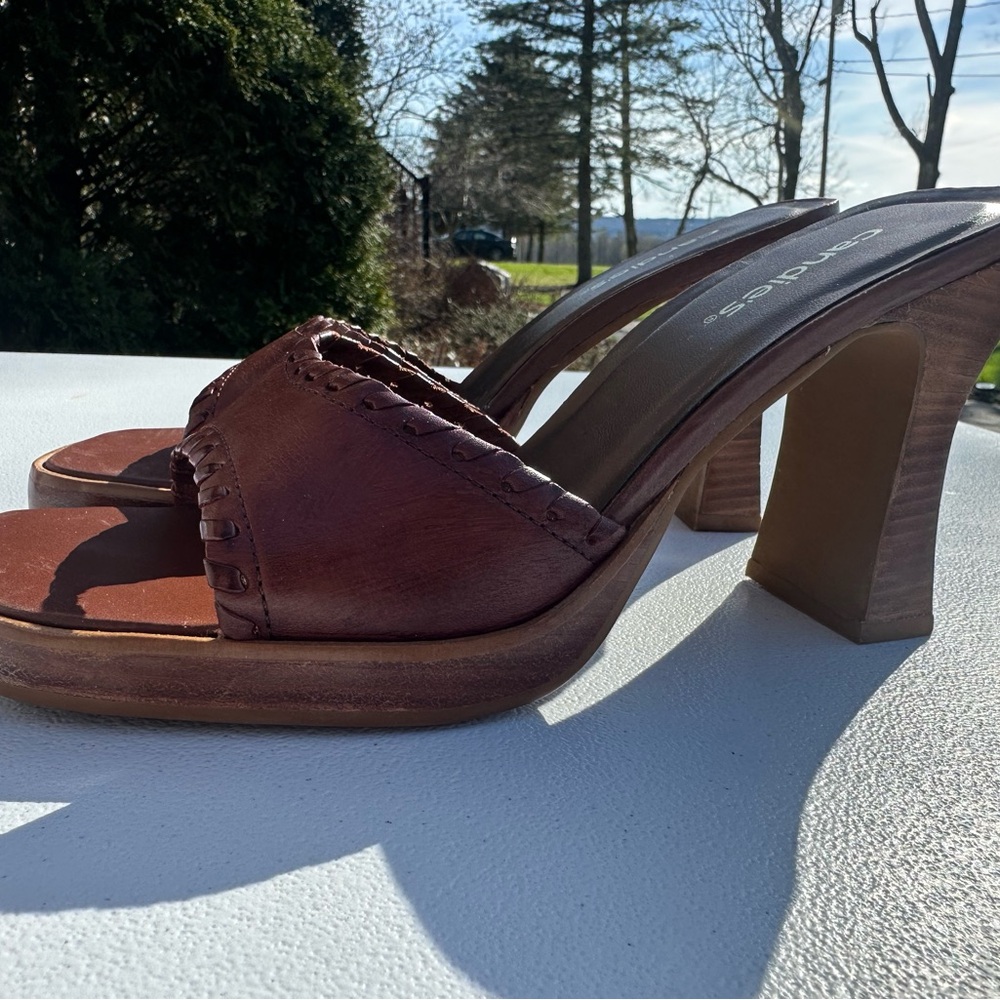 Candie's Rich Brown Heeled Mules